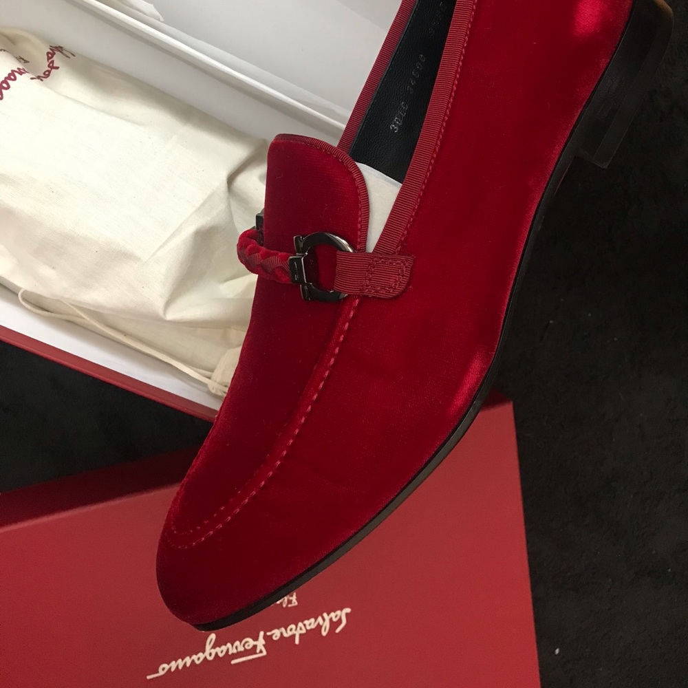 Salvatore Ferragamo Red Velvet Lord 2 Loafers